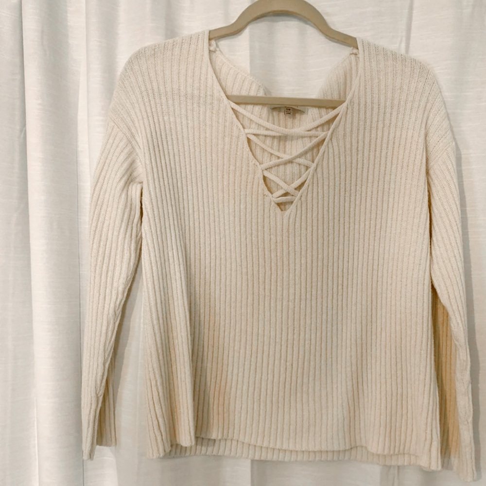 Lace front sweater